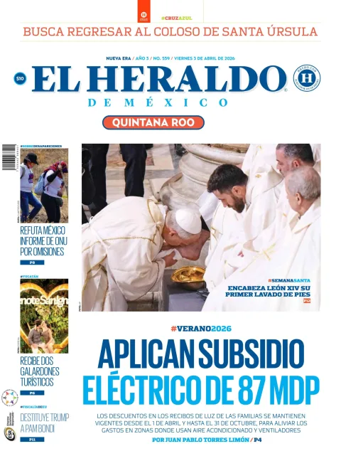 Portada de El Heraldo de Mexico - Quintana Roo
