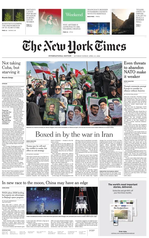 Portada de The New York Times (international)