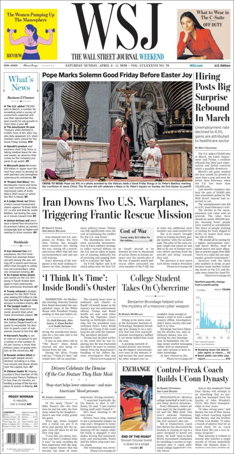 Portada de The Wall Street Journal