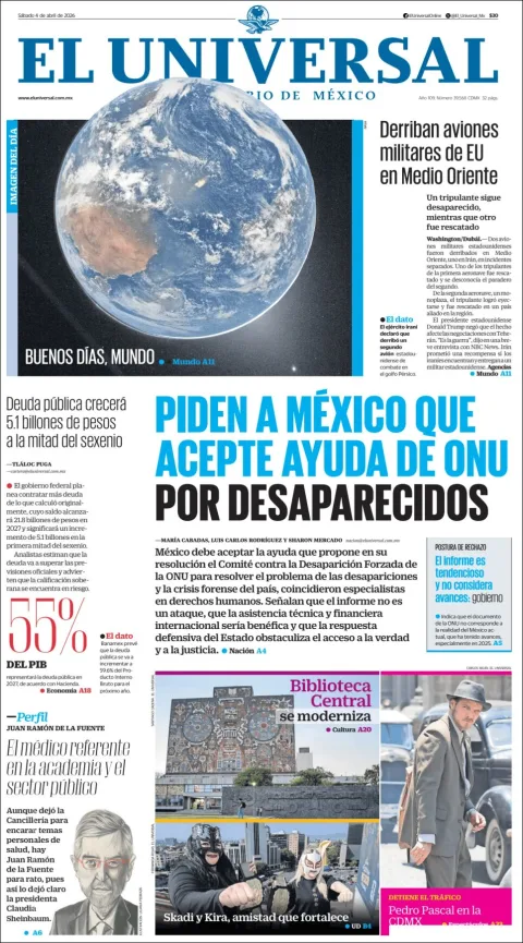 Portada de El Universal