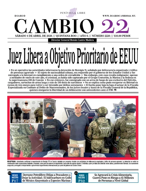 Portada de Diario Cambio 22 (contraportada)