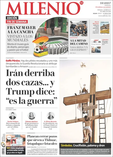 Portada de Milenio del sábado, 4 de abril de 2026