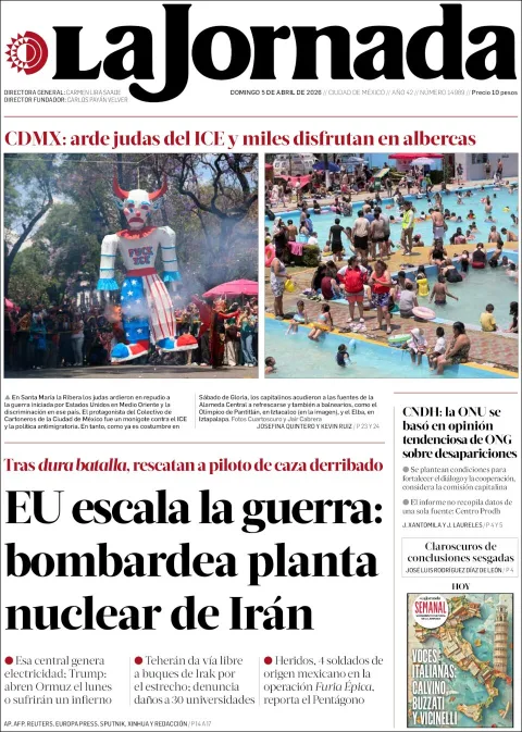 Portada de La Jornada del domingo, 5 de abril de 2026