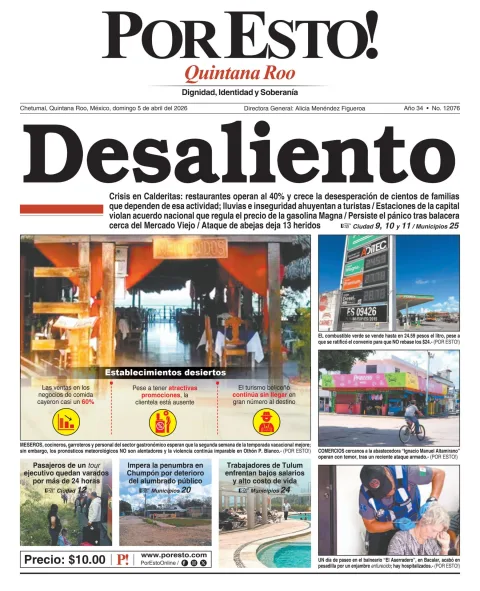 Portada de Por Esto (quintana Roo Chetumal) del domingo, 5 de abril de 2026