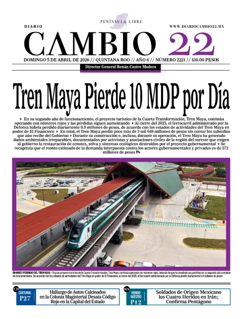 Portada de Diario Cambio 22 (portada) del domingo, 5 de abril de 2026