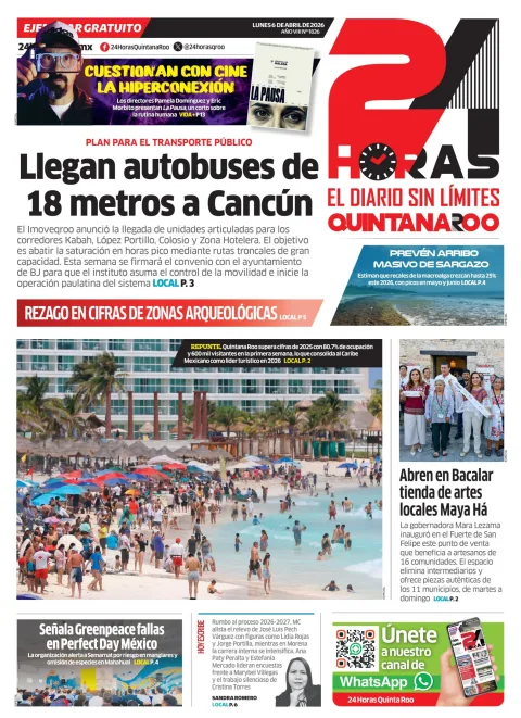 Portada de 24 Horas Quintana Roo