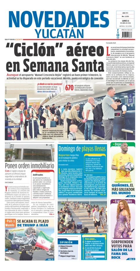 Portada de Novedades Yucatan