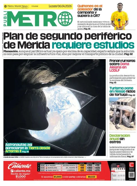 Portada de Publimetro Merida del lunes, 6 de abril de 2026