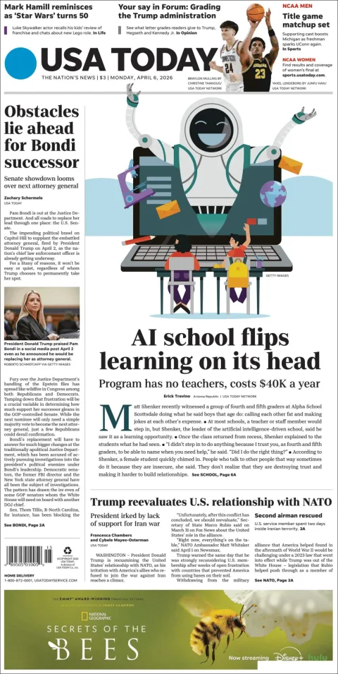 Portada de Usa Today