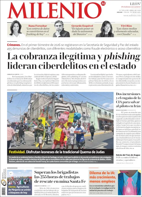 Portada de Milenio Leon del lunes, 6 de abril de 2026