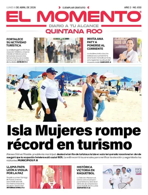 Portada de El Momento Quintana Roo del lunes, 6 de abril de 2026