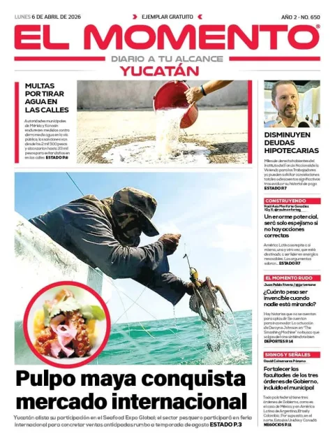 Portada de El Momento Yucatan del lunes, 6 de abril de 2026
