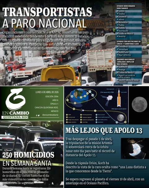 Portada de En Cambio - Quintana Roo (portada) del lunes, 6 de abril de 2026