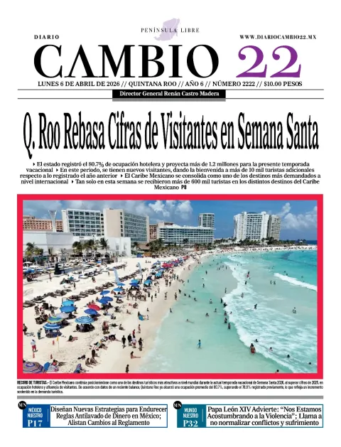 Portada de Diario Cambio 22 (contraportada) del lunes, 6 de abril de 2026