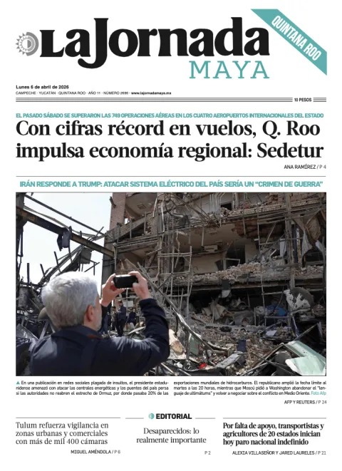Portada de La Jornada Maya Quintana Roo del lunes, 6 de abril de 2026
