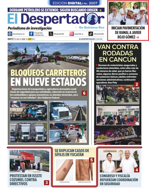 Portada de El Despertador de Quintana Roo del martes, 7 de abril de 2026