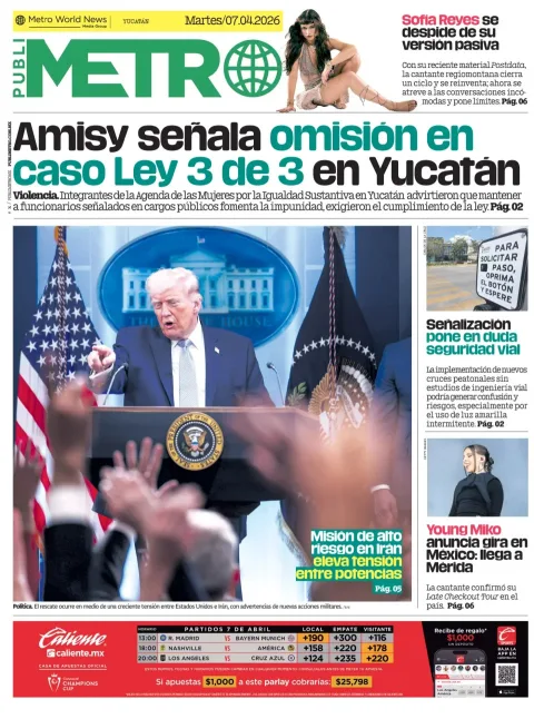 Portada de Publimetro Merida del martes, 7 de abril de 2026
