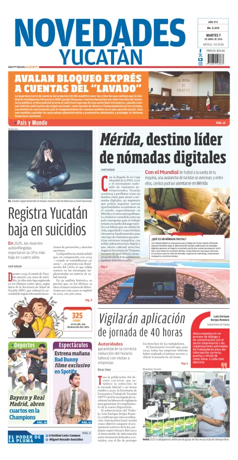 Portada de Novedades Yucatan