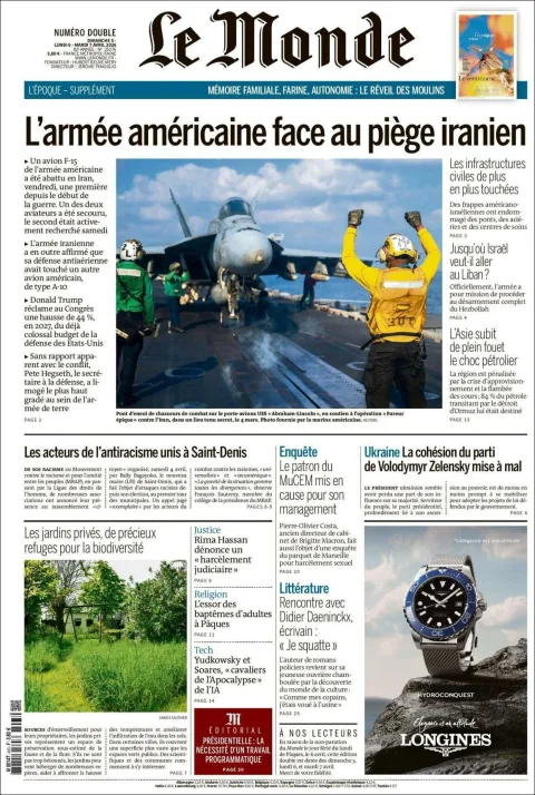Portada de Le Monde del martes, 7 de abril de 2026