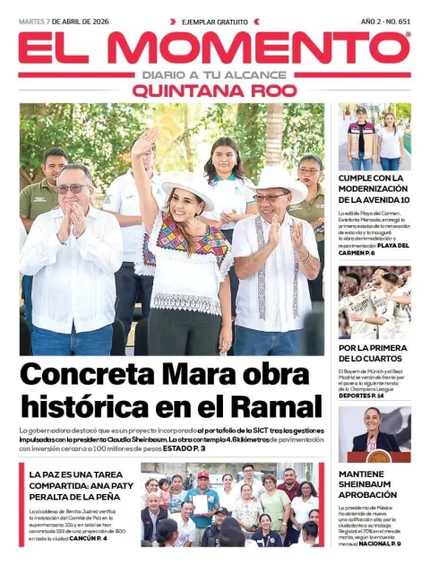 Portada de El Momento Quintana Roo del martes, 7 de abril de 2026