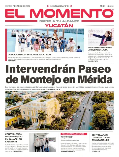Portada de El Momento Yucatan del martes, 7 de abril de 2026