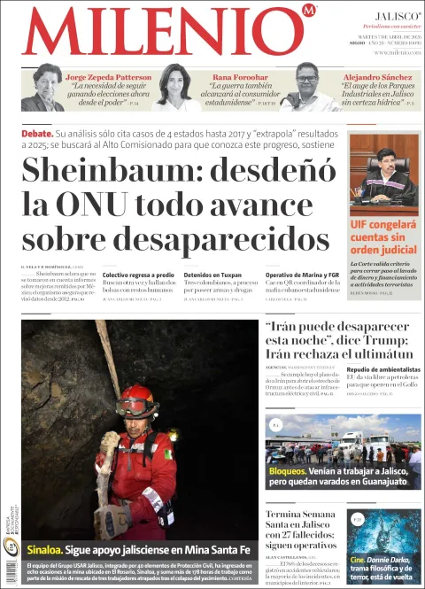 Portada de Milenio Jalisco del martes, 7 de abril de 2026
