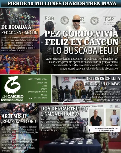 Portada de En Cambio - Quintana Roo (contraportada) del martes, 7 de abril de 2026
