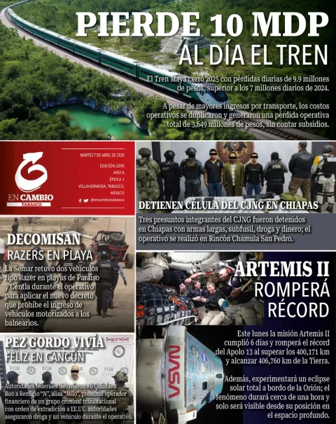 Portada de En Cambio - Tabasco (contraportada) del martes, 7 de abril de 2026