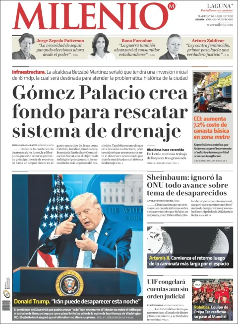 Portada de Milenio Laguna del martes, 7 de abril de 2026