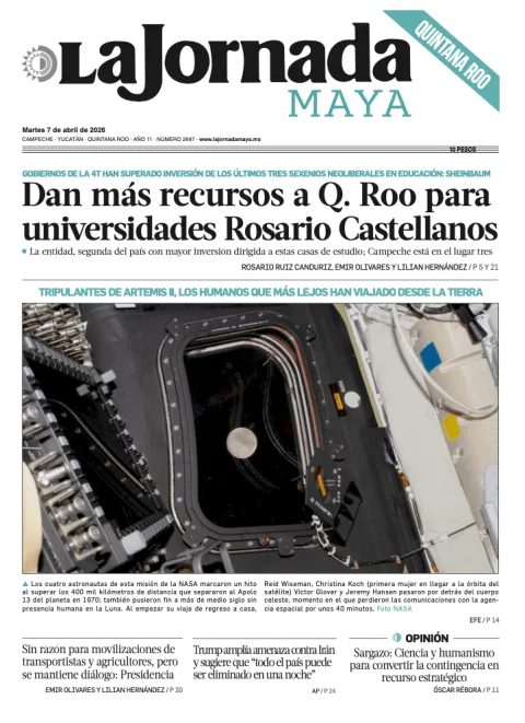 Portada de La Jornada Maya Quintana Roo del martes, 7 de abril de 2026