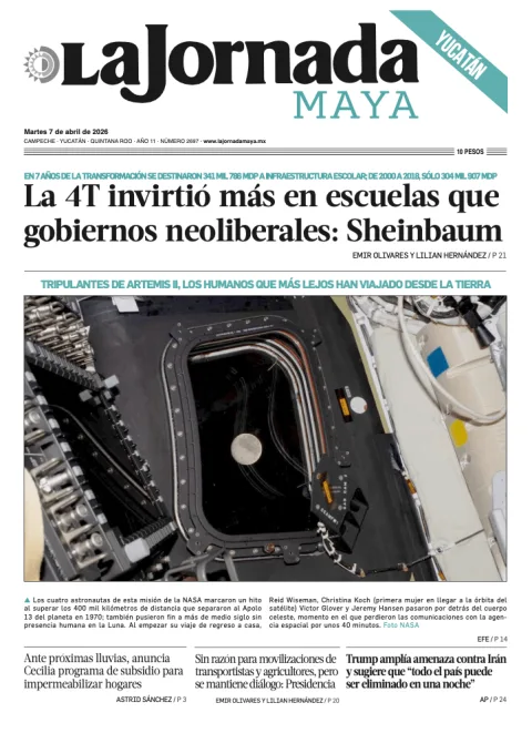 Portada de La Jornada Maya Yucatán del martes, 7 de abril de 2026
