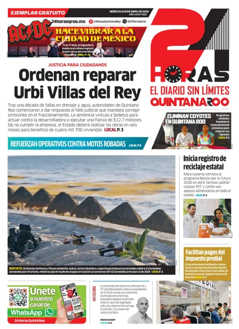 Portada de 24 Horas Quintana Roo