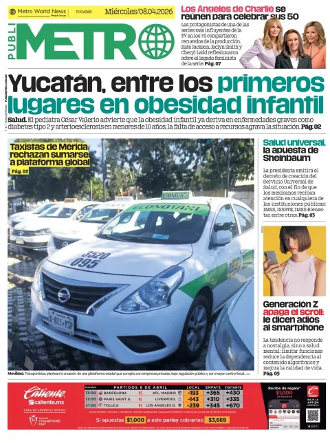 Portada de Publimetro Merida del miércoles, 8 de abril de 2026