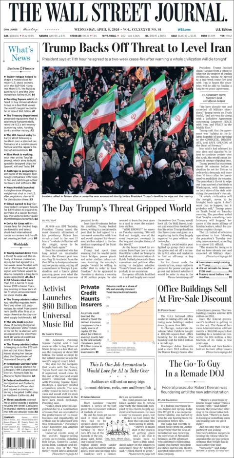 Portada de The Wall Street Journal