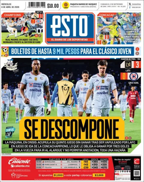 Portada de Esto del miércoles, 8 de abril de 2026