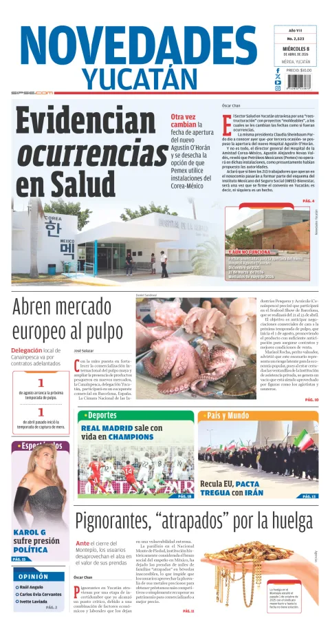 Portada de Novedades Yucatan