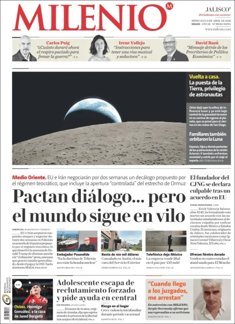 Portada de Milenio Jalisco del miércoles, 8 de abril de 2026