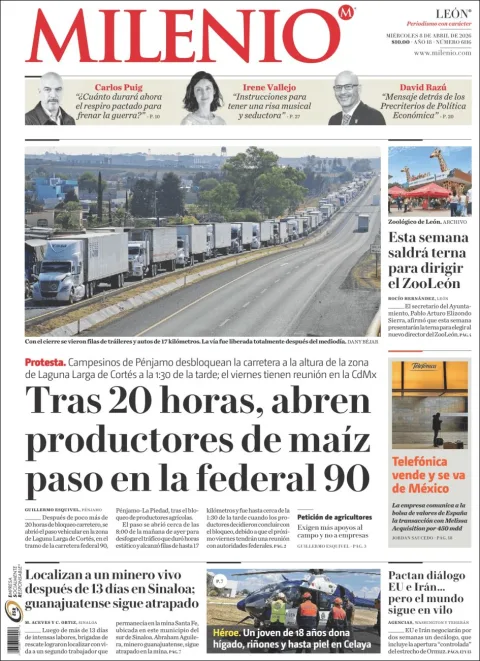 Portada de Milenio Leon del miércoles, 8 de abril de 2026