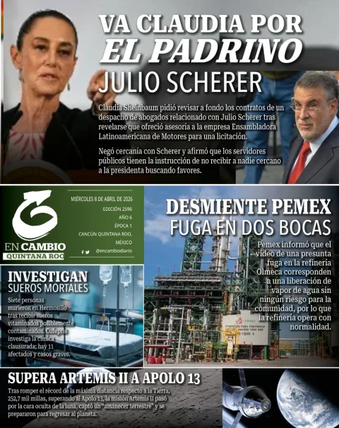 Portada de En Cambio - Quintana Roo (contraportada) del miércoles, 8 de abril de 2026