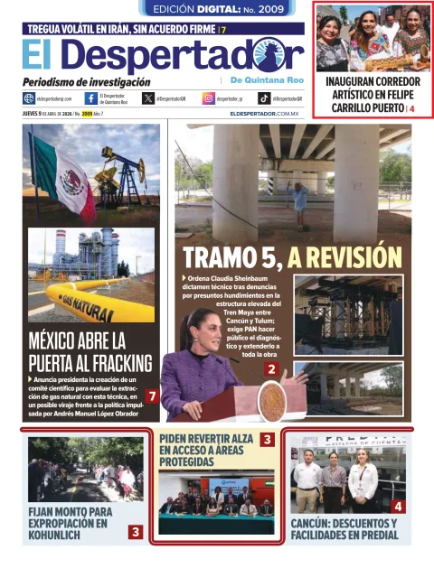 Portada de El Despertador de Quintana Roo del jueves, 9 de abril de 2026