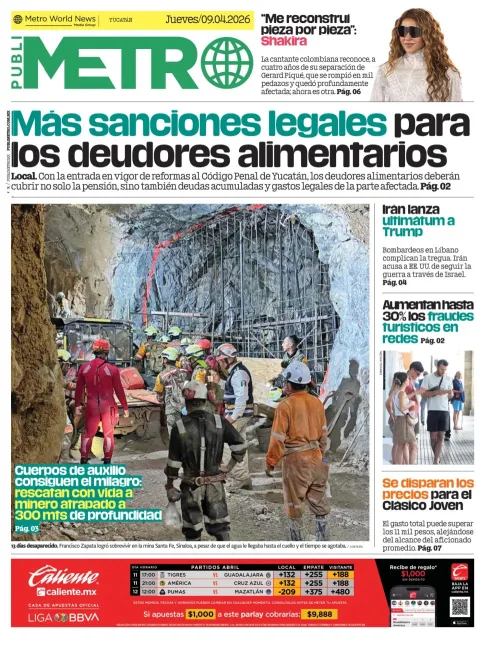 Portada de Publimetro Merida del jueves, 9 de abril de 2026