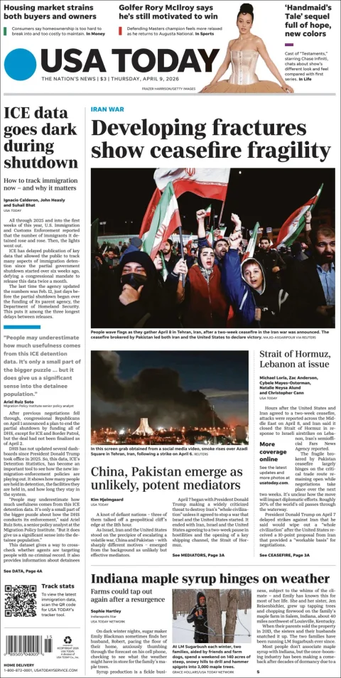 Portada de Usa Today