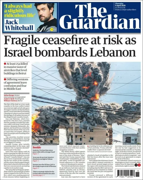 Portada de The Guardian (reino Unido) del 2026-04-09