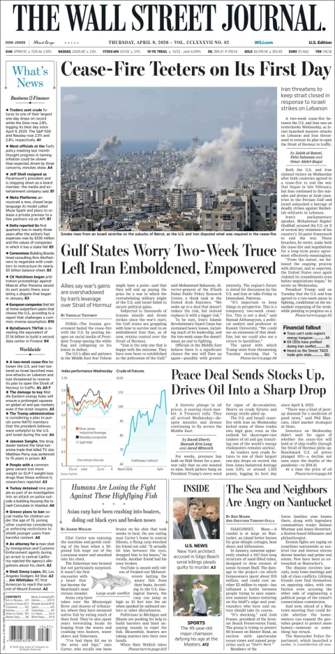 Portada de The Wall Street Journal