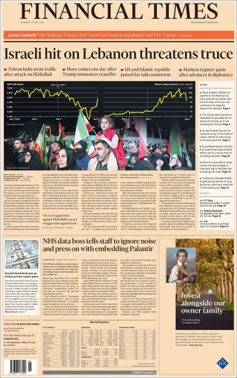 Portada de Financial Times del 2026-04-09