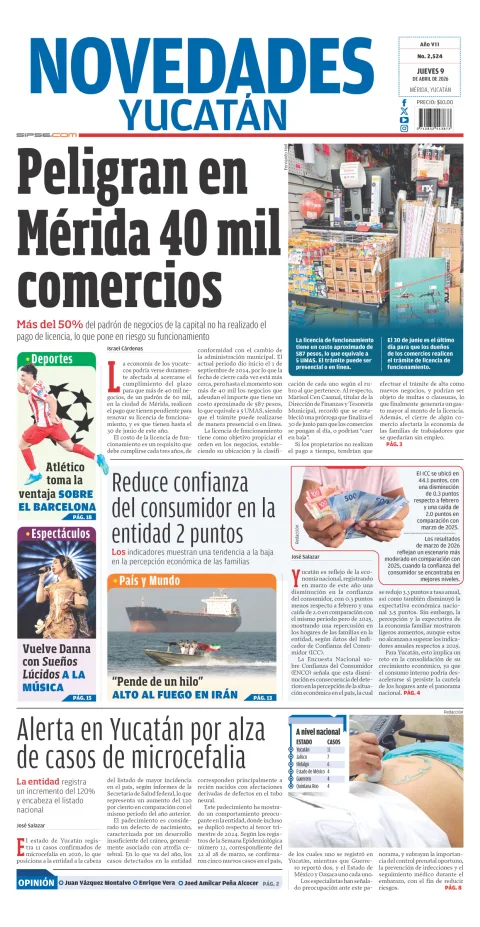 Portada de Novedades Yucatan