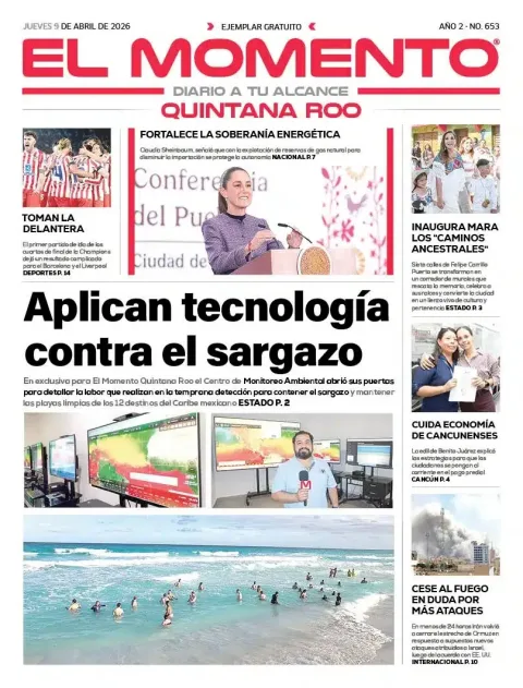 Portada de El Momento Quintana Roo del jueves, 9 de abril de 2026