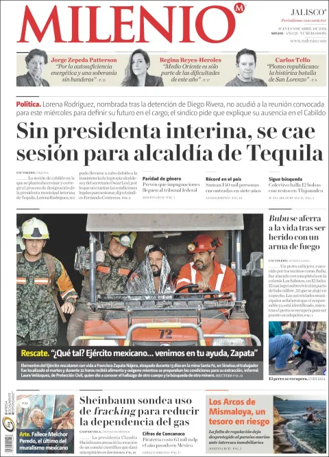 Portada de Milenio Jalisco del jueves, 9 de abril de 2026