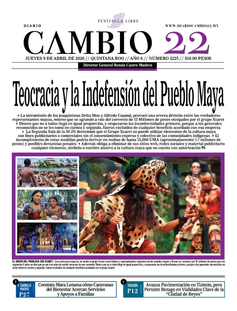 Portada de Diario Cambio 22 (portada) del jueves, 9 de abril de 2026