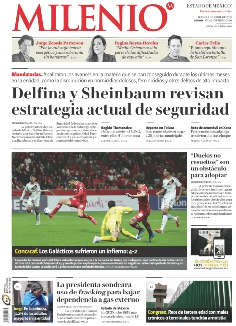 Portada de Milenio Edo de Mexico del jueves, 9 de abril de 2026